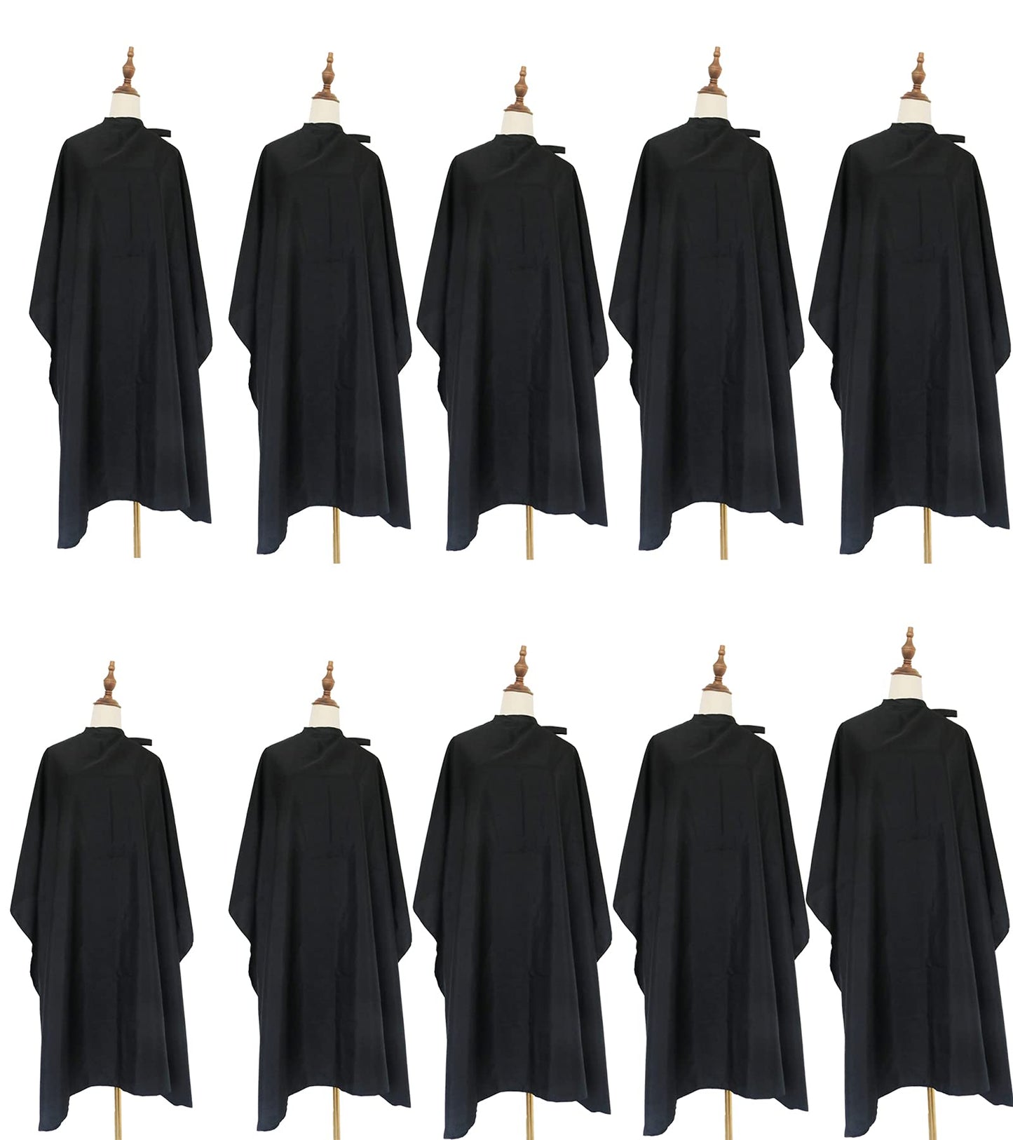 Salon Barber Hairdressing Capes with Snaps Hair Cutting Cape Hair Stylist for Women Men Adults Kids Black Waterproof (10PCS)