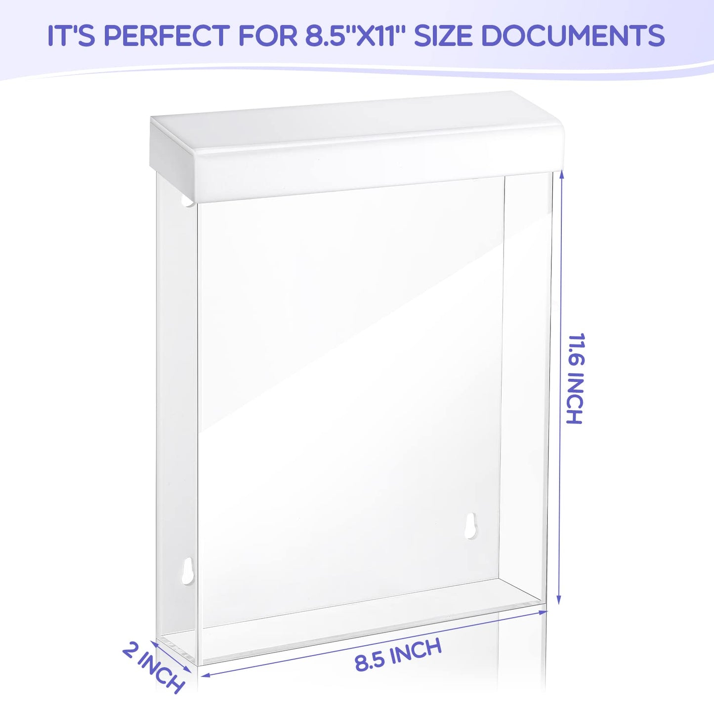 Thyle 8.5 x 11 Inch Outdoor Brochure Holder with Lid Acrylic Wall Mount Literature Box Waterproof Heavy Duty with Screws for Flyer Document Pamphlet Display Business Retail Real Estate(White)