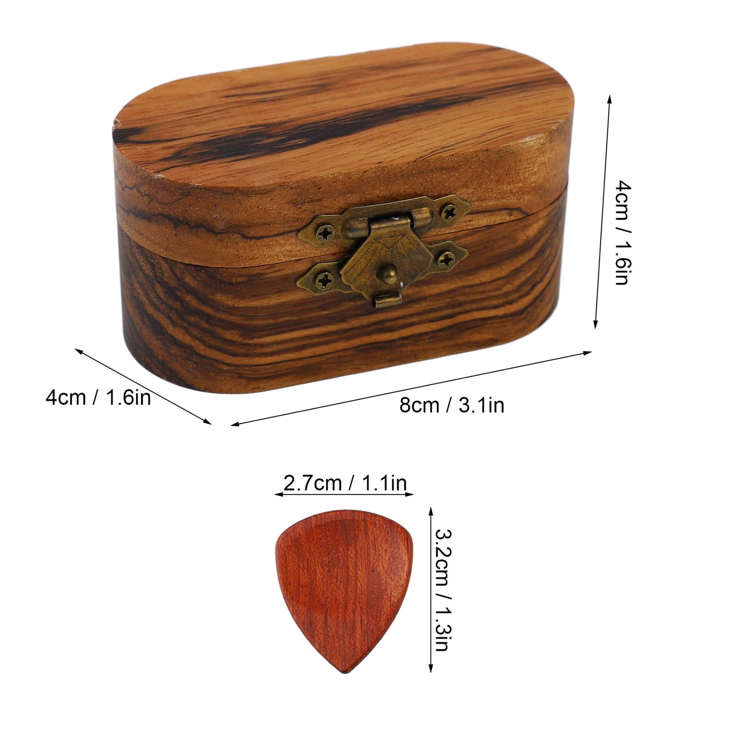 Wooden Pick Box with 5 Picks, and Lightweight, Ideal Gifts for Guitar Lovers, Suitable for Acoustic and Electric Guitars, Ukulele, Mandolin, Banjo