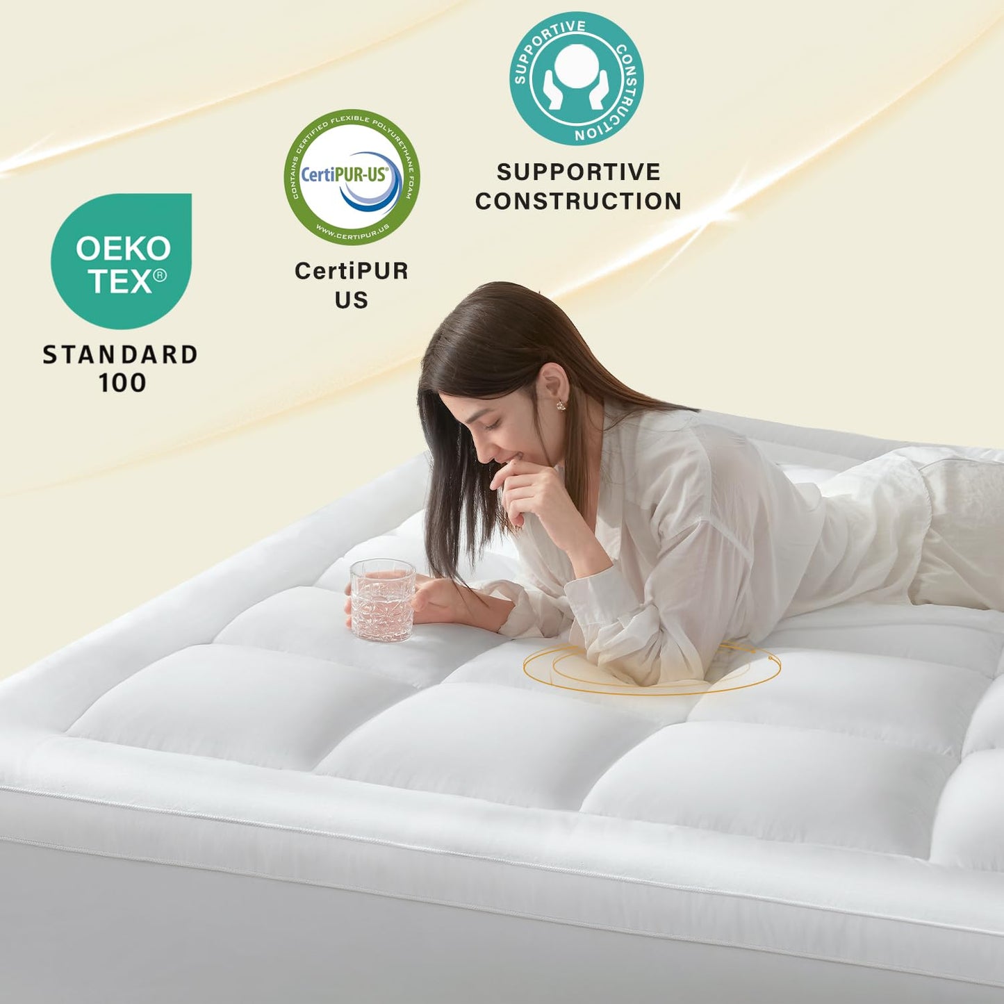 Anluoer Full Memory Foam Mattress Topper, Pillow Top Mattress Topper for Back Pain, Extra Thick Breathable Mattress Pad with 8-21" Deep Pocket, 54x75 Inches, White