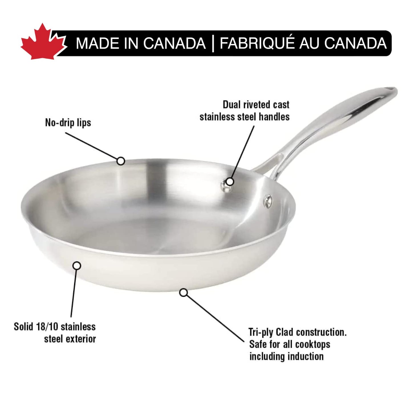 Meyer - SuperSteel Tri-Ply Clad Stainless Steel Frying Pan, Induction Cooktop Compatible (20cm/8in)