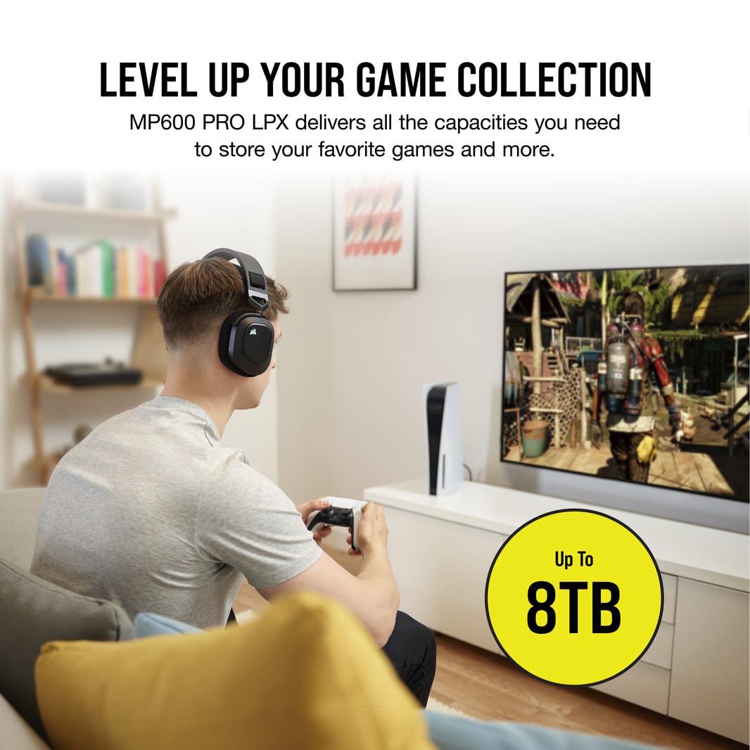 Corsair MP600 PRO LPX 1TB M.2 NVMe PCIe x4 Gen4 SSD - Optimized for PS5 (Up to 7,100MB/sec Sequential Read & 5,800MB/sec Sequential Write Speeds, High-Speed Interface, Compact Form Factor) Black