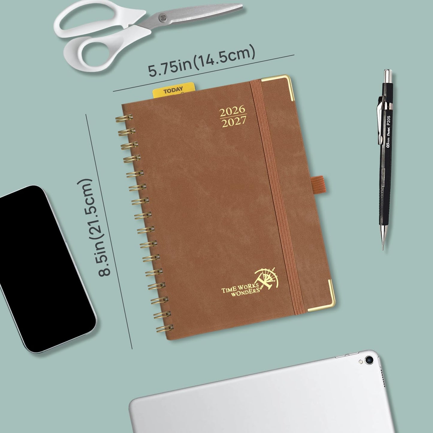 POPRUN Daily Planner 2026-2027 One Page Per Day (6" x 8.5"), 12 Months Hourly Appointment Book (July 26-June 27) Academic Planner Calendar Book with Inner Pocket, Spiral Hardcover - Pink