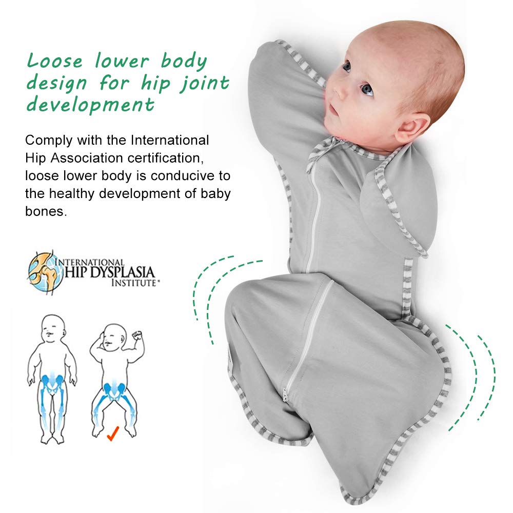 NARUTOO Swaddle Wrap for Baby, Newborn Boy or Girl Adjustable Sleep Sack 100% Breathable Soft Premium Cotton Suit for Kids Aged 0-3 Months (Grey)