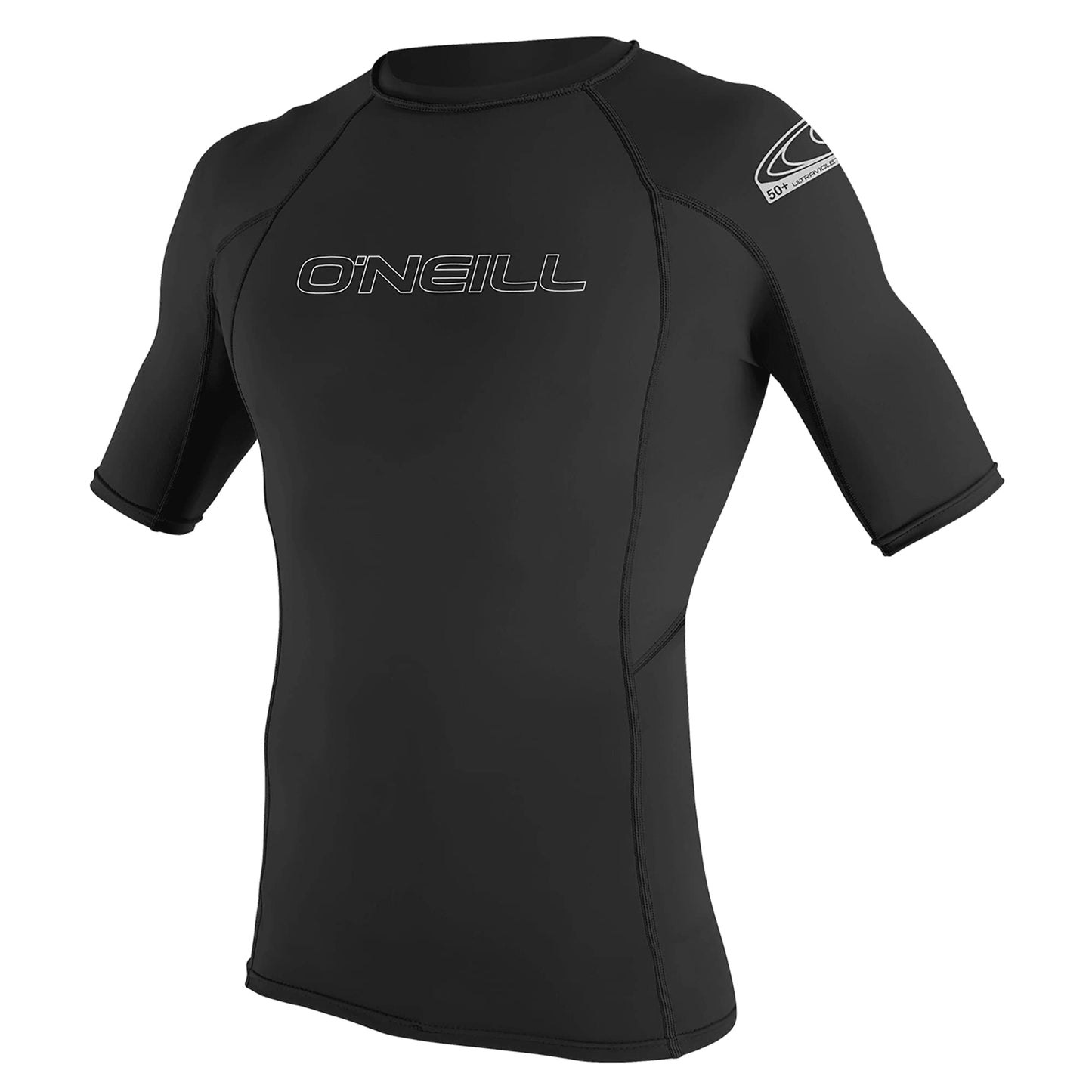 O'Neill Wetsuits UV Sun Protection Mens Basic Skins Short Sleeve Crew Sun Shirt Rash Guard, Black, XX-Large