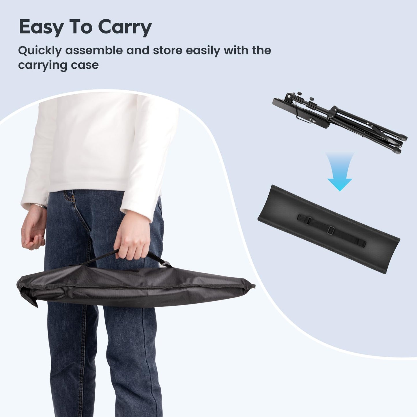 New bee 2 Pack Music Stand for Sheet Foldable with Carrying Bag, Metal Sheet Music Stand Portable, Adjustable Podium Stand with Tripod Base and Sheet Music Folder