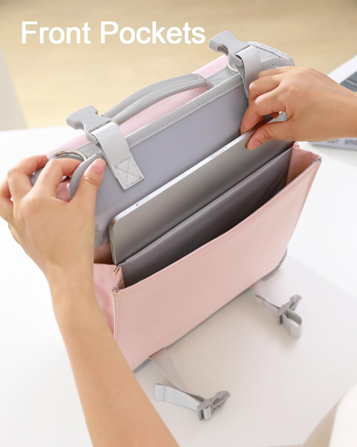 Banero 3" D-ring Zipper Binder with 700+ Sheets Capacity, 3-ring Zip Up Binder with Shoulder Strap for School, College, Office, Compatible with 13" MacBook & 12.9" Tablet (Light Pink)