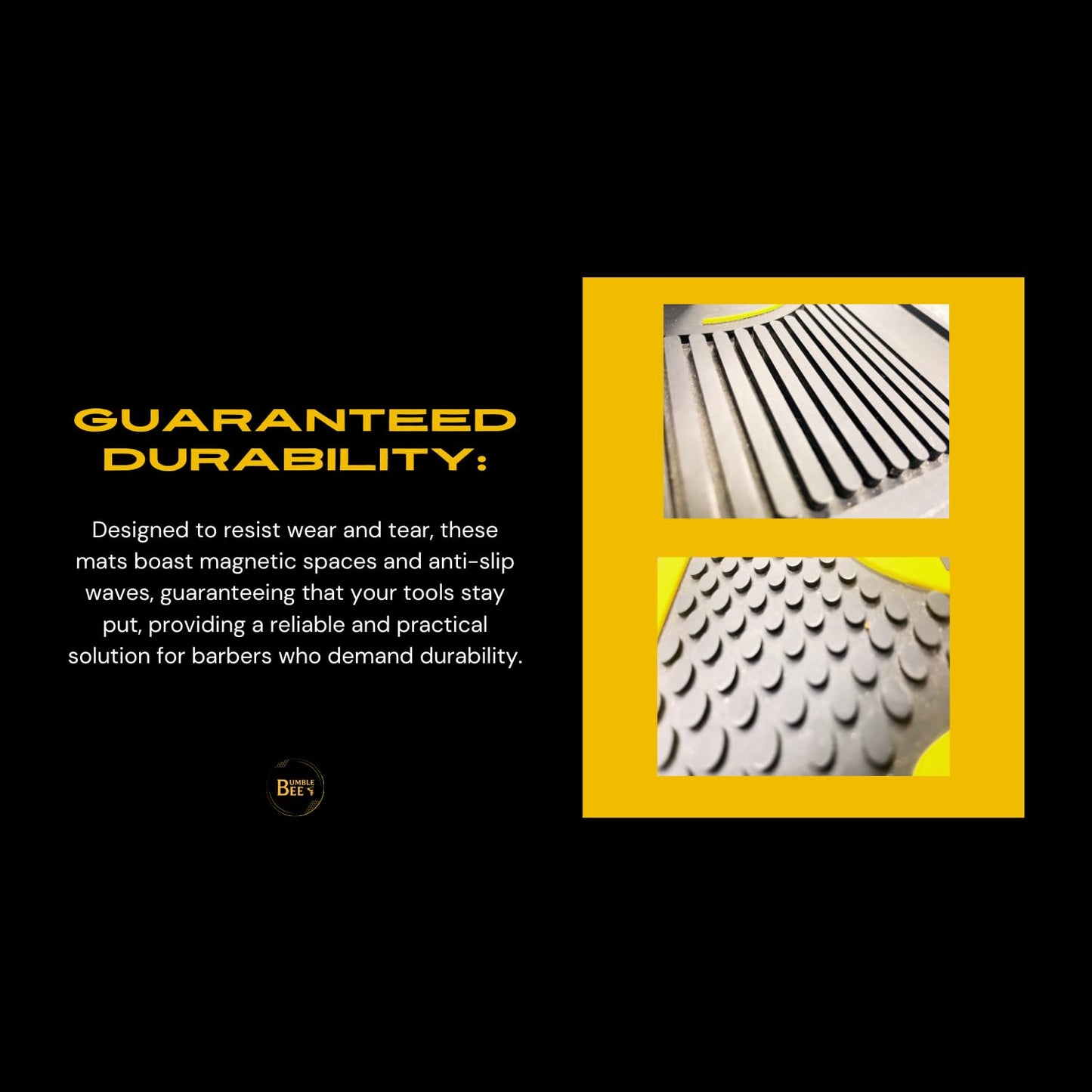 BUMBLE BEE Barber Equipment, Magnetic Barber Mat Non-Slip Heat Resistant Surface - Barber Mats for Clippers, Quick Access, Easy Cleaning - Barber Station Mat and Barber Organizer Station. (Small)