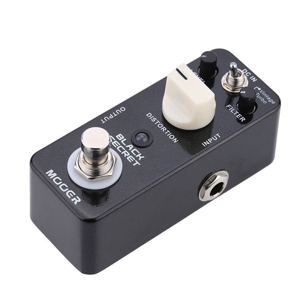 Guitar Pedal, Black Secret Micro Mini Distortion Electric Guitar Effect Pedal True Bypass Vintage Turbo for Electric Guitar Players, Black Aluminum Alloy Boost Pedal