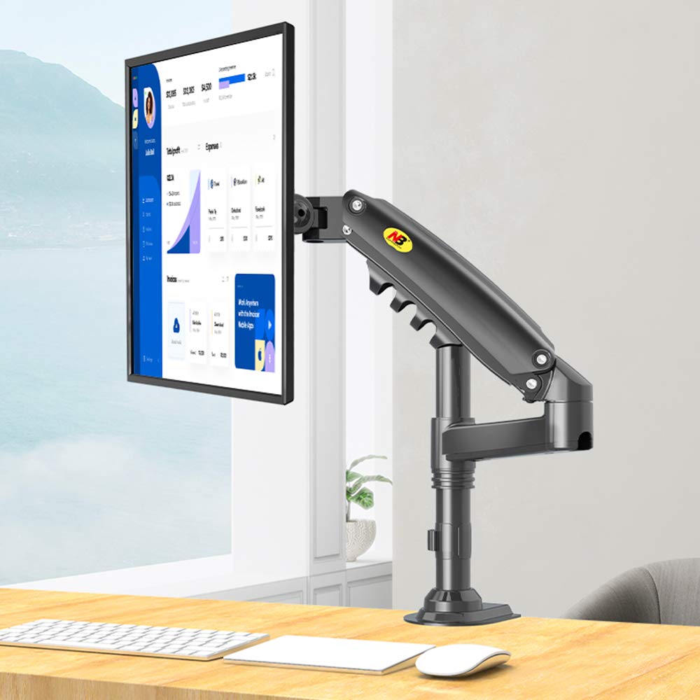 NB North Bayou Monitor Arm Monitor Stand Monitor Desk Mount Height Adjustable VESA Bracket for 22 to 35 Inch Computer Screen - Holds up to 26.4lbs with C Clamp Bolt-Through Grommet Base