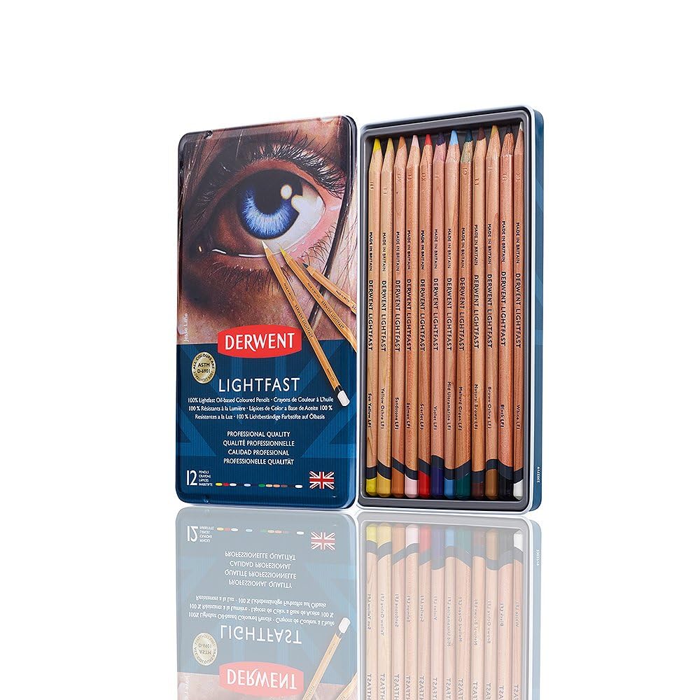 Derwent 2302719 Lightfast Colored Pencils, for Artist, Drawing, Professional, 12 Pack