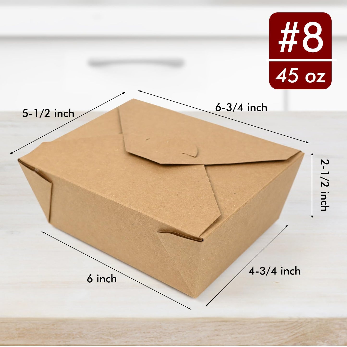 EcoDispose 80 Pack 45 oz Take Out Box Containers, Oil and Leak Proof Food Prep Kraft Paper To Go Container for Lunch, Leftover and Restaurant