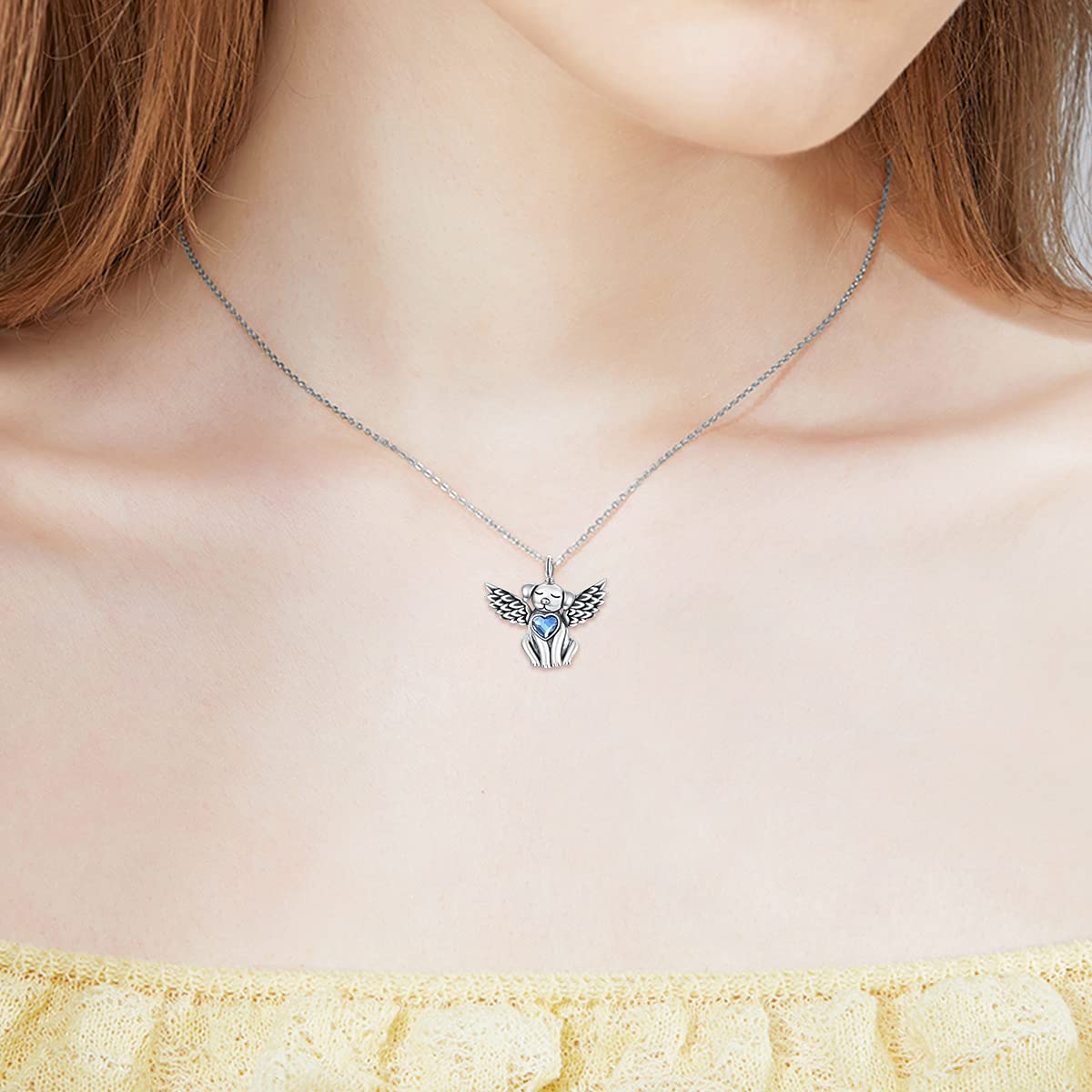 Dog Urn Necklace for Ashes 925 Sterling Silver Pet Cremation Keepsake Memorial Necklace Jewelry Gift for Women