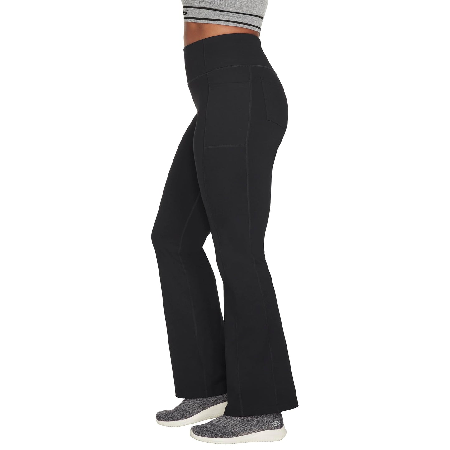 Skechers Womens Go Walk High Waisted Evolution Flare Pant, Bold Black, Large