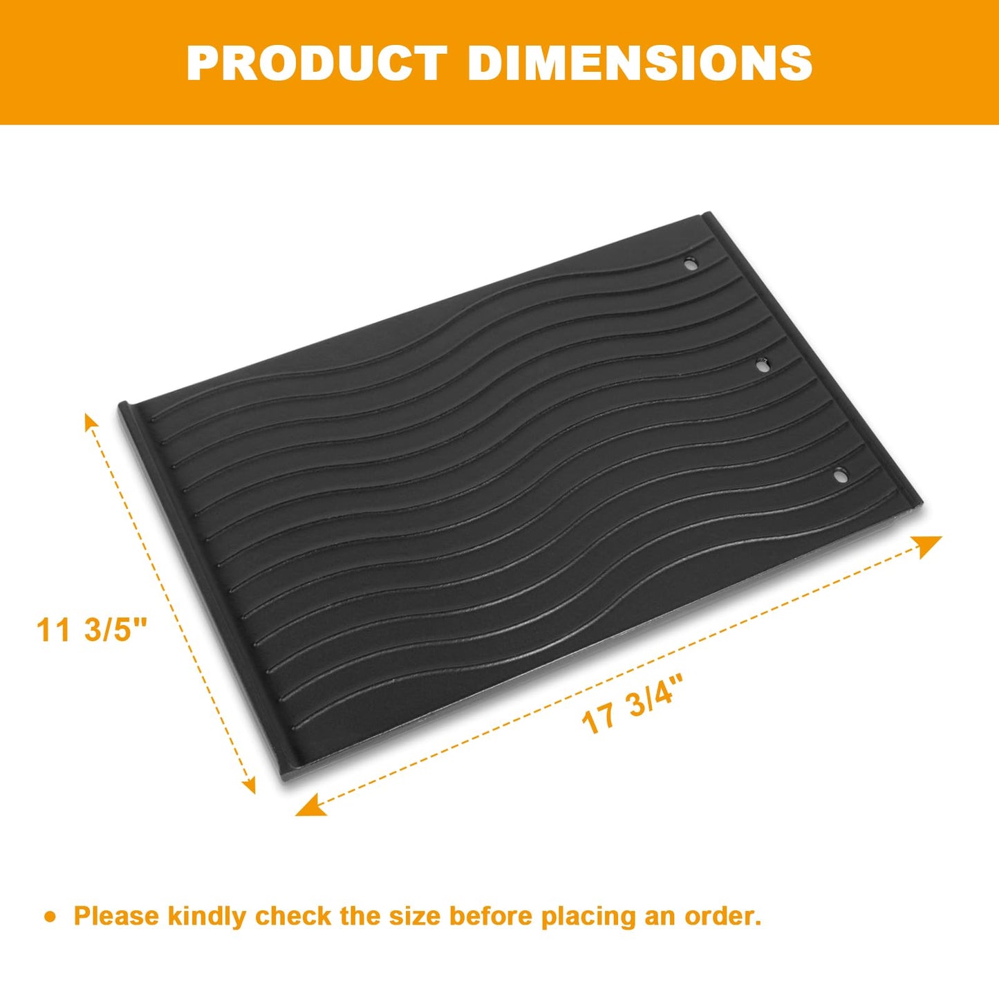 BBQ-PLUS Reversible Cooking Griddle Replacement Part for Napoleon Rogue 425/625 and Freestyle Models Gas Grill, Cast Iron Griddle Insert for Napoleon BBQ Grill Accessories,11-3/5 x 17-3/4 Inch,1Pack