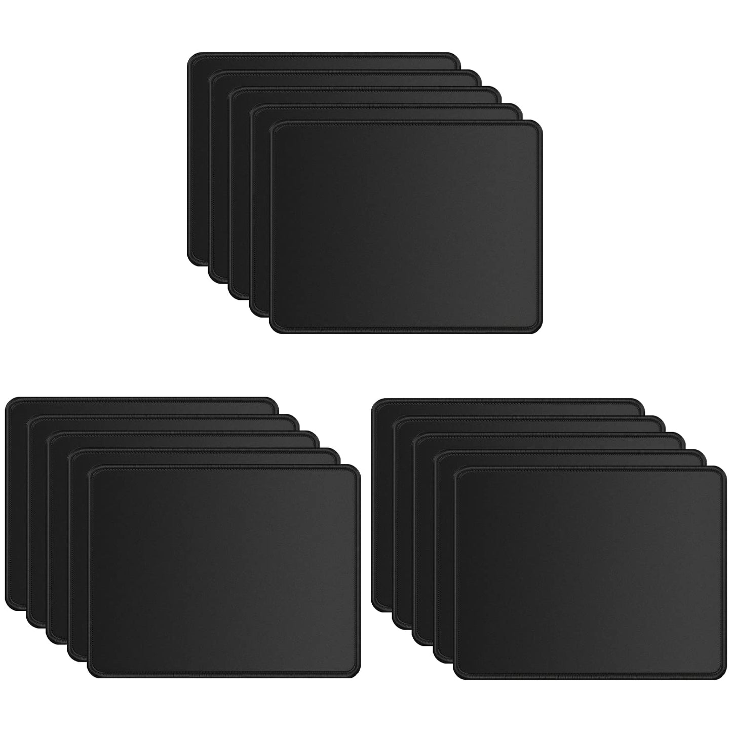 ITNRSIIET 15 Pack Mouse Pad with Stitched Edge Premium Textured Square Mouse Mat Washable Non-Slip Rubber Base Smooth Precise Operation Desktop Protection Mat, 10.2×8.3×0.12 inches, Black