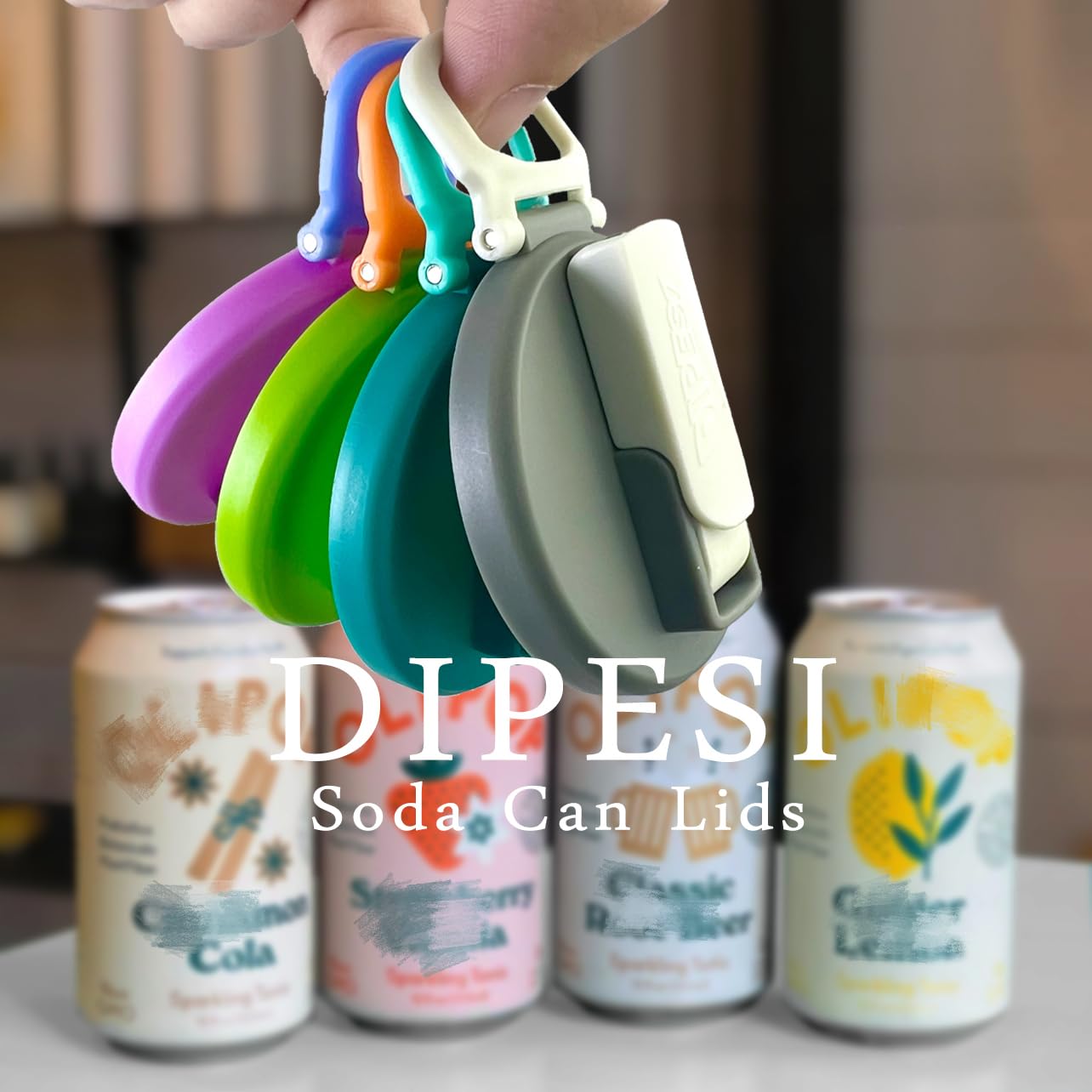 ORIGINAL CREATOR - DIPESI 8 pack 8 color Soda Can Lids with Straws, Pop Can Cover，Reusable Silicone Straws,BPA-Free,Reusable Can Covers for soda,Coke,Beer,Juice,Beverage,Fits Standard Cans