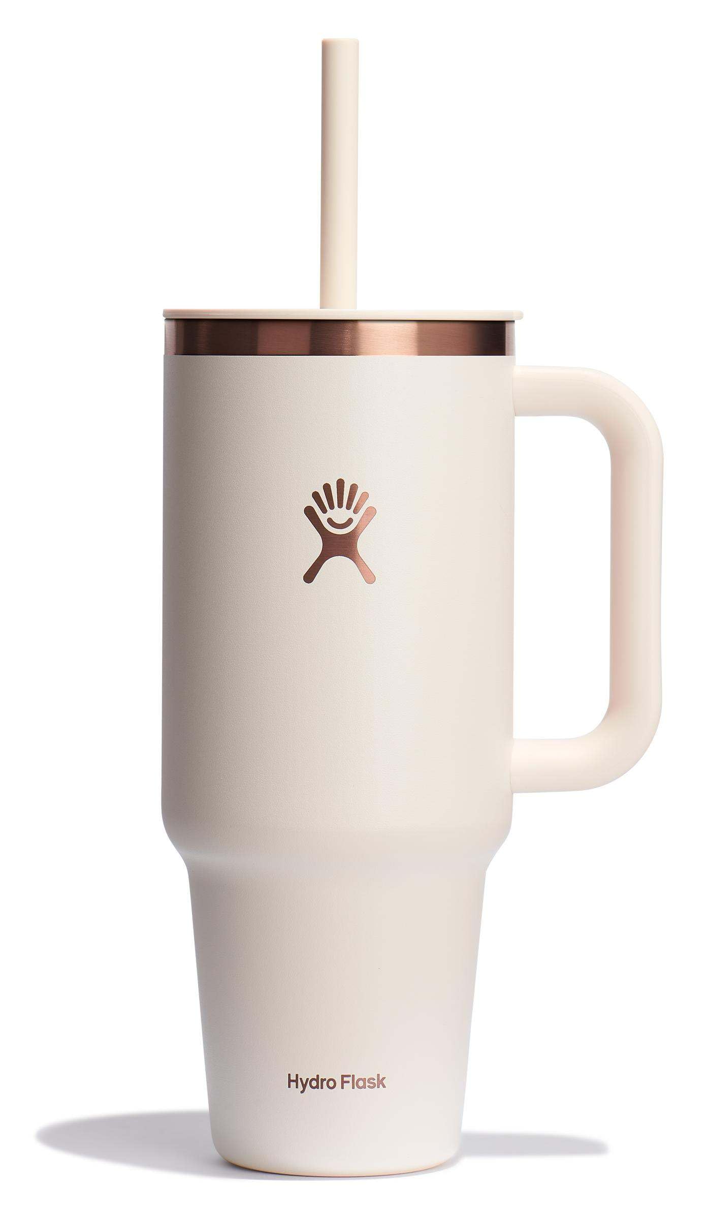 Hydro Flask 40 Oz All Around Stainless Steel Travel Tumbler with Leak Resistant Flexible Straw Press-in Lid, Ivory Rose Gold