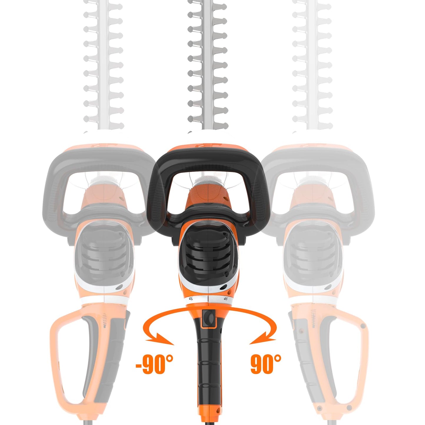 Corded Electric Hedge Trimmers - 4.8A Hedge Cutter | Tree Pruner | Branch Cutter with Rotary Handle, 610mm Laser Cutting Blade, 18mm Cutting Capacity, Blade Cover Included