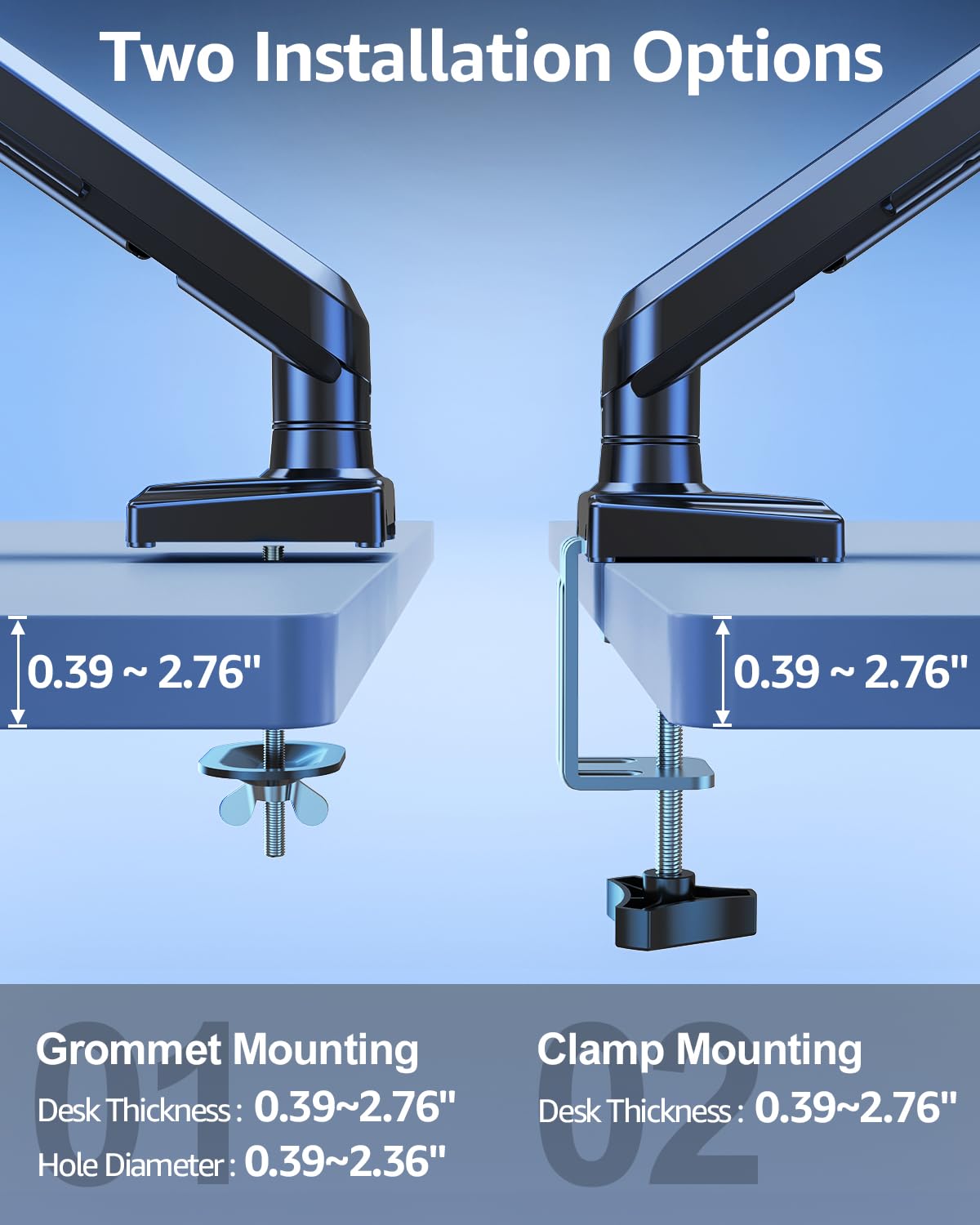MOUNTUP Single Monitor Mount for 32 27 24 22 inch Screen, Monitor Arm Holds 4.4-22 lbs, Monitor Desk Mount, Gaming & Home Office Use, VESA 75x75mm & 100x100mm, Freelift Pro Black