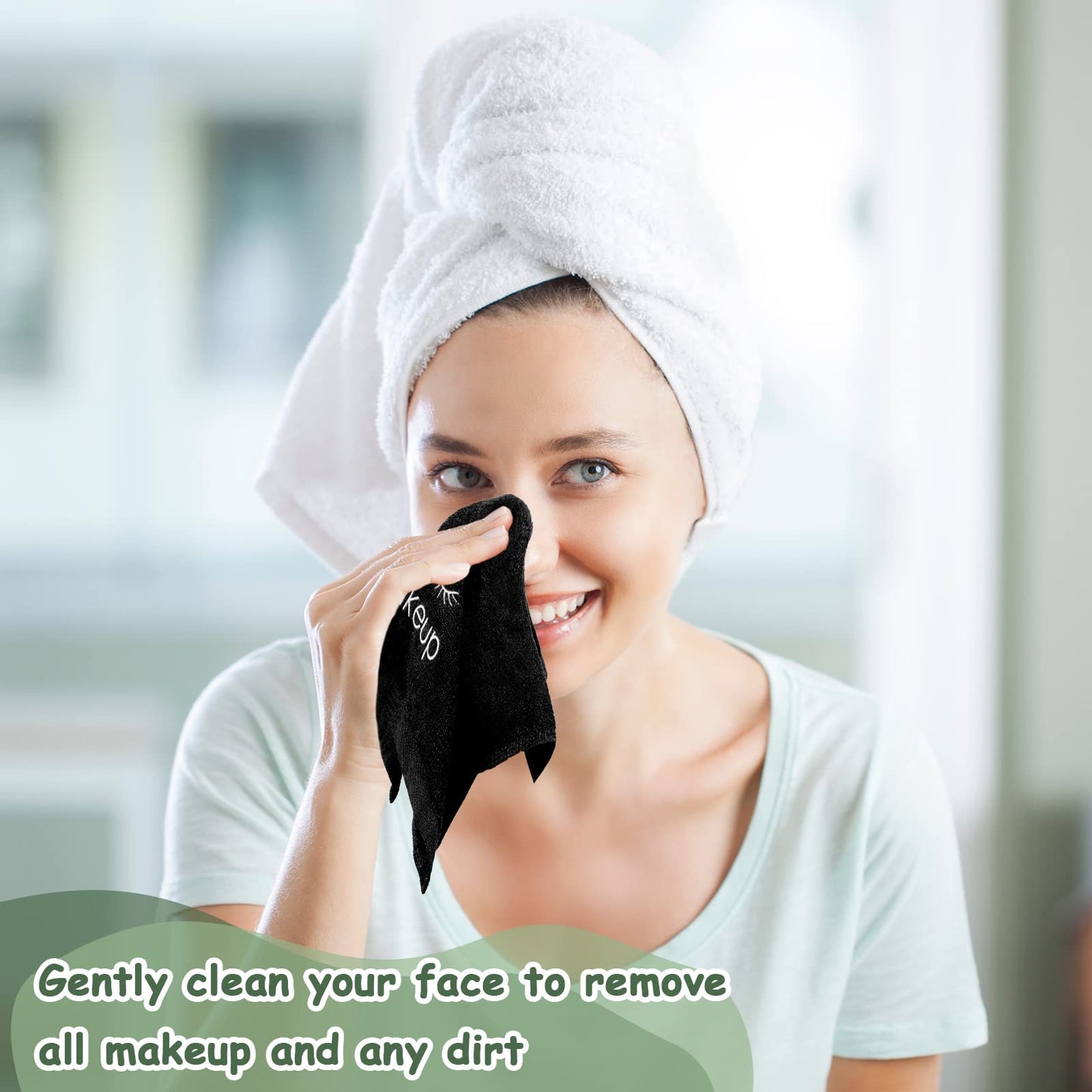 30 Pcs Microfiber Black Makeup Washcloths for Face 13 x 13 Inches Makeup Remover Towels Reusable Absorbent Removers Face Wash Cloth with Embroidery for Women