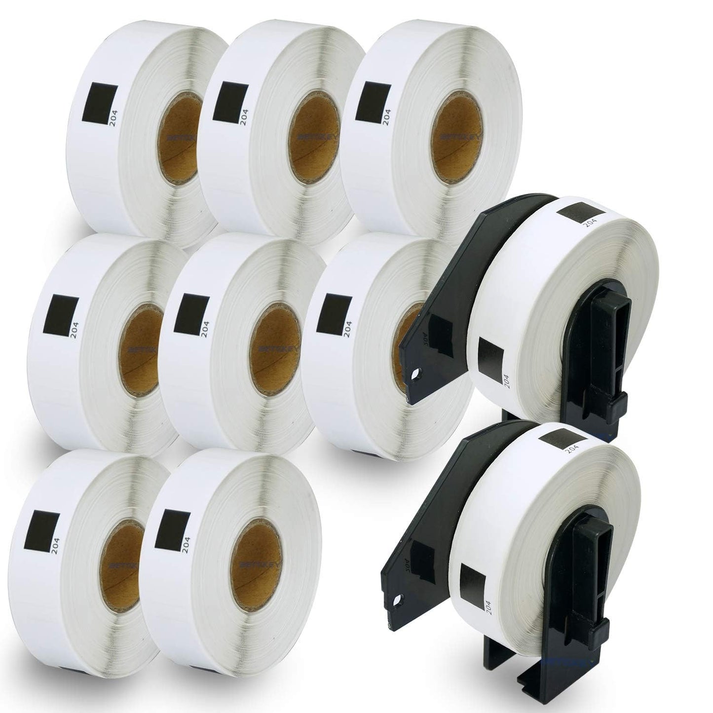 BETCKEY - Compatible Multi-Purpose Address Labels Replacement for Brother DK-1204 (0.66" x 2.1"), Use with Brother QL Label Printers [10 Rolls + 2 Reusable Cartridge]