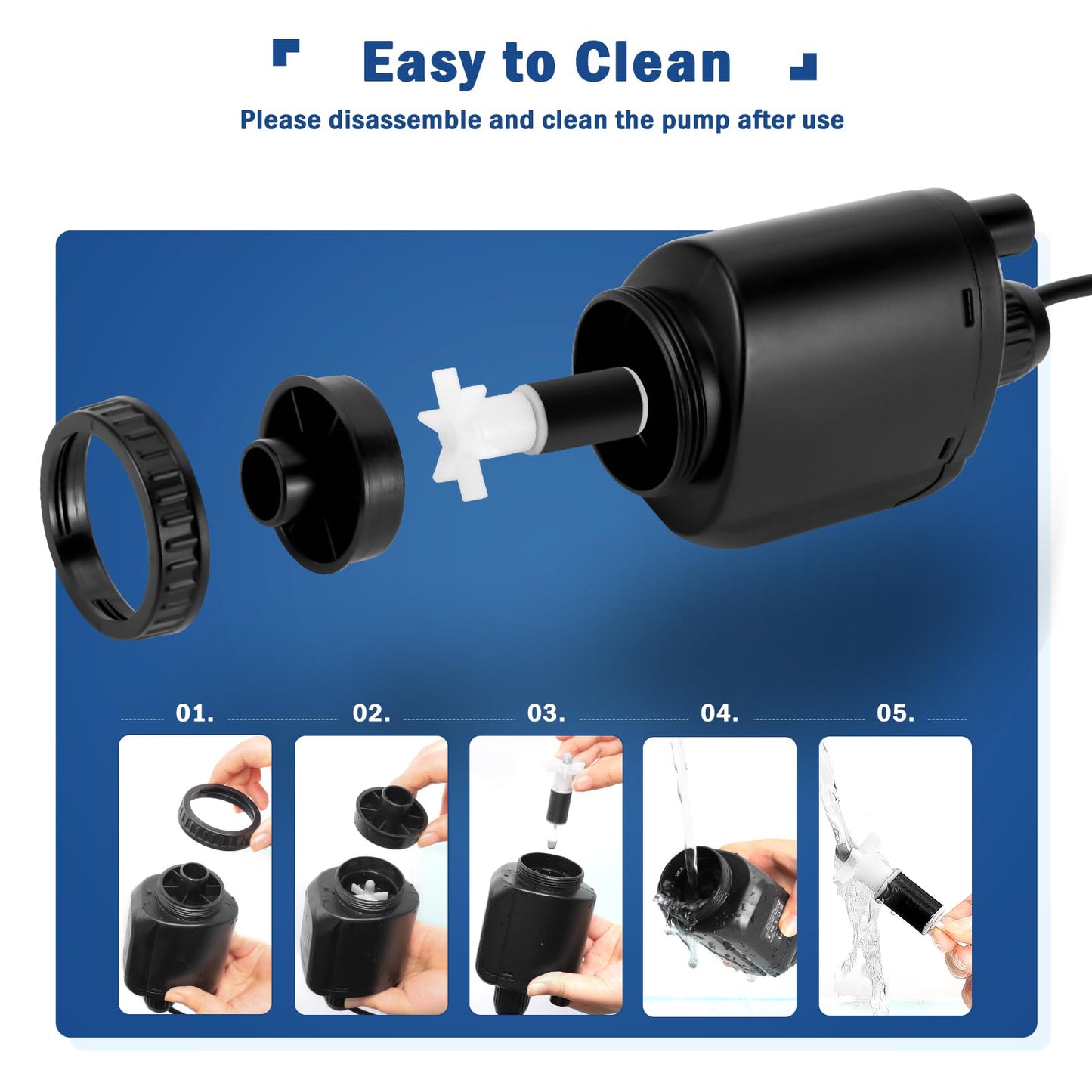 AQQA Aquarium Gravel Cleaner Siphon Kit,6 in 1 Electric Automatic Removable Vacuum Water Changer，Multifunction Wash Sand Suck The Stool Filter 110V/ 20W 320GPH (20W 320GPH)