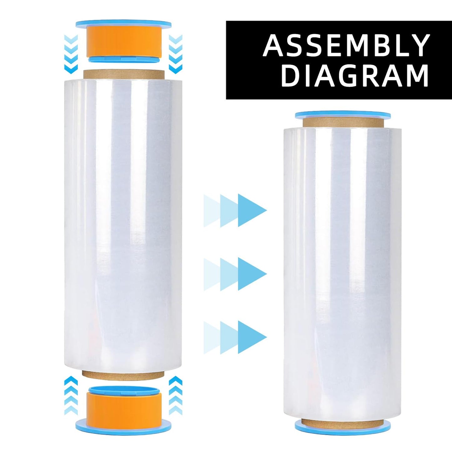 ROSEUP Stretch Wrap Film with Handles 12" x 1000ft, 80 Gauge Heavy Duty Pallet Wrap, Industrial Stretch Film for Moving, Packing & Shipping, 2 Pack