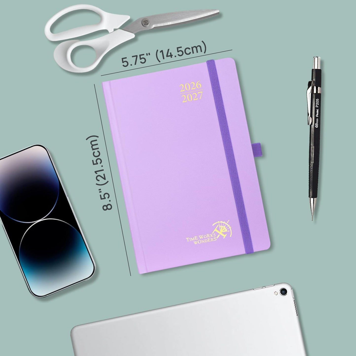 POPRUN 2026-2027 Daily Planner One Page Per Day (Medium - 5.75" x 8.5") - Academic Calendar Book(July 2026 - June 2027), 2026 Day Appointment Book with Pen Holder, Hardcover - Black