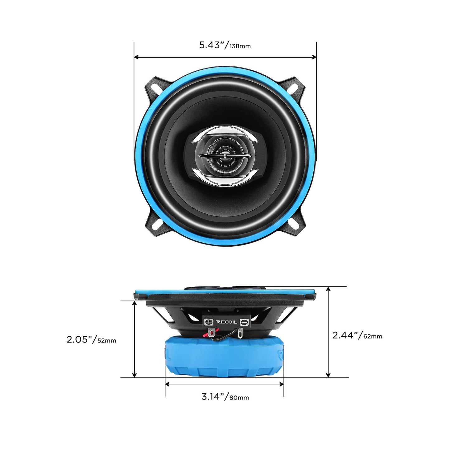 Recoil RCX525 Echo Series 5.25-Inch Car Audio Coaxial Speaker System