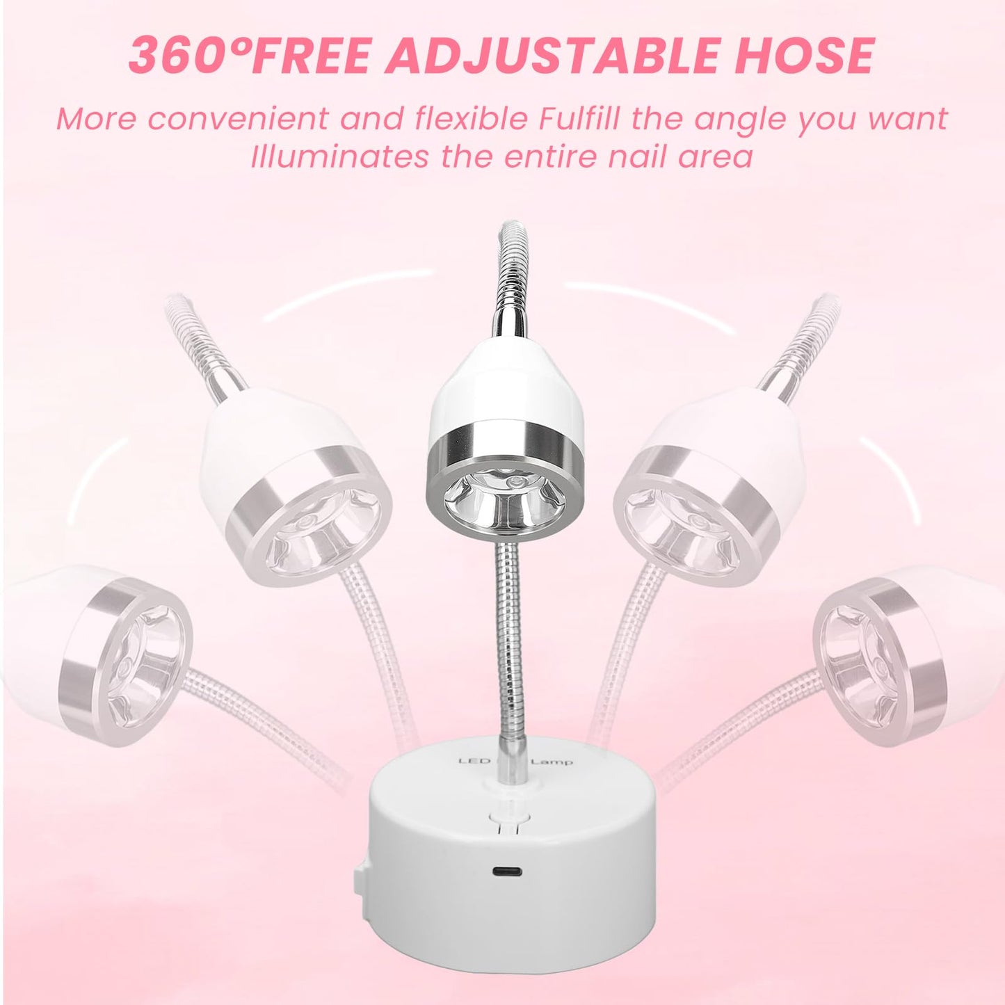 Touch UV Nail Light, Cordless Flash Cure Nail Lamp with Smart Touch and 60s Timer, Portable Mini Gooseneck UV Light for Gel Nails, Gel Nail Lamp for Home DIY Salon