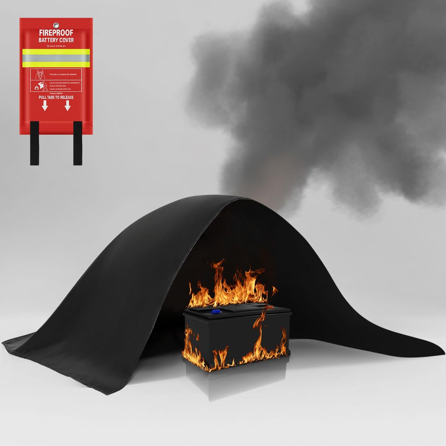 FIREWESS Lipo Battery Fireproof Cover Battery Safe Blanket for Ebike and Escooter Storage,Charging and Discharging, Fire Blanket for Lithium Battery (79x98 inch)
