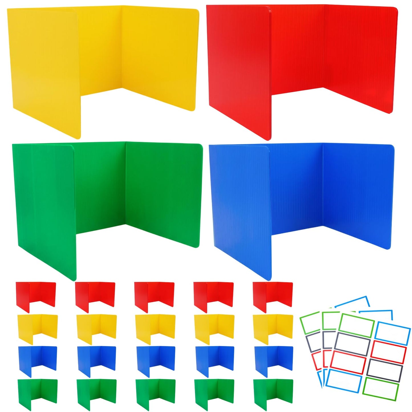 BBTEQEKN 24 Pack Student Desk Dividers, Durable and Waterproof Plastic Study Carrel Divider, Testing Dividers for Classroom, Easy-to-Clean Plastic Privacy Shield Boards for Student Desks