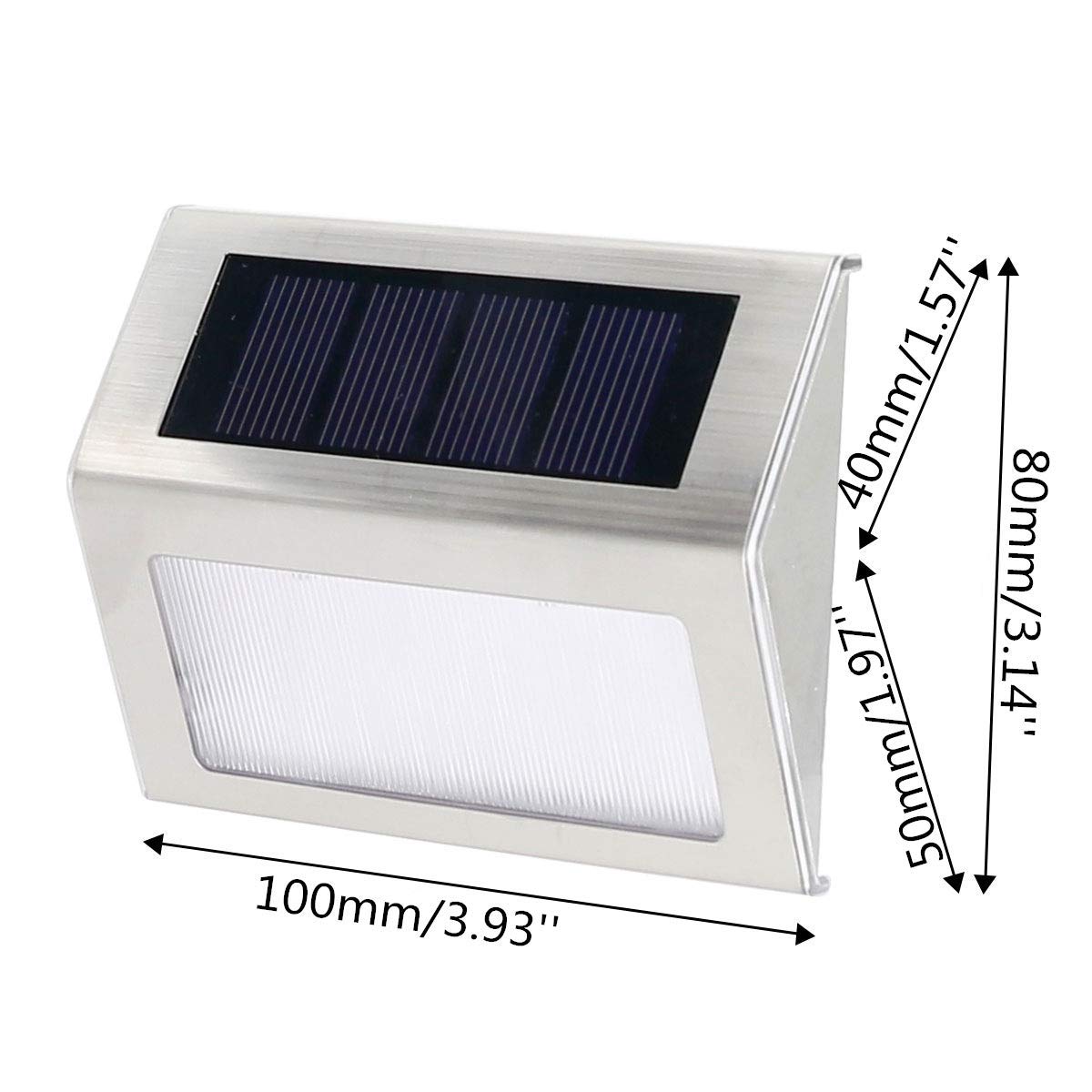 Lightess Solar Lights for Steps Deck Stair Outdoor Waterproof Stainless Steel LED Fence Light, 6 Pack, Warm White