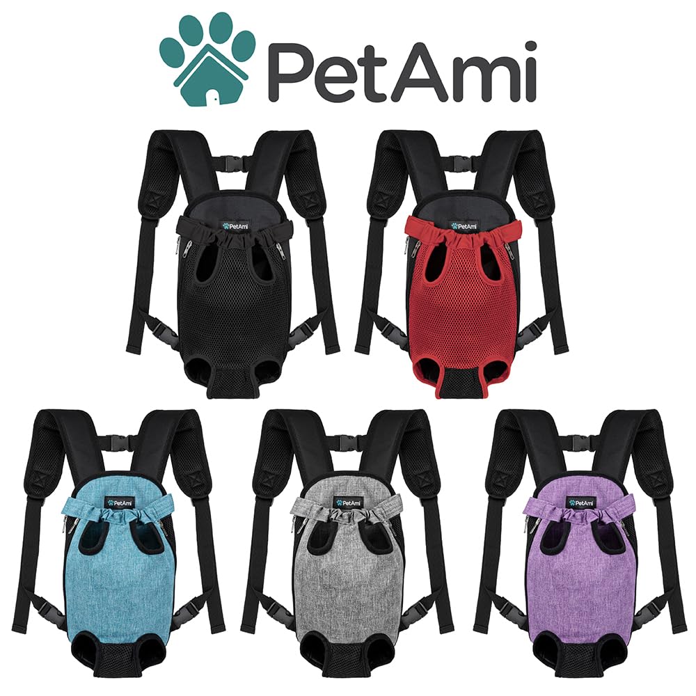 PetAmi Dog Carrier Backpack, Adjustable Dog Pet Cat Front Carrier Backpack | Ventilated Dog Chest Carrier for Hiking Camping Travel, Sling Bag for Small Medium Dog Cat Puppies, Small, 5-9 lbs, Red
