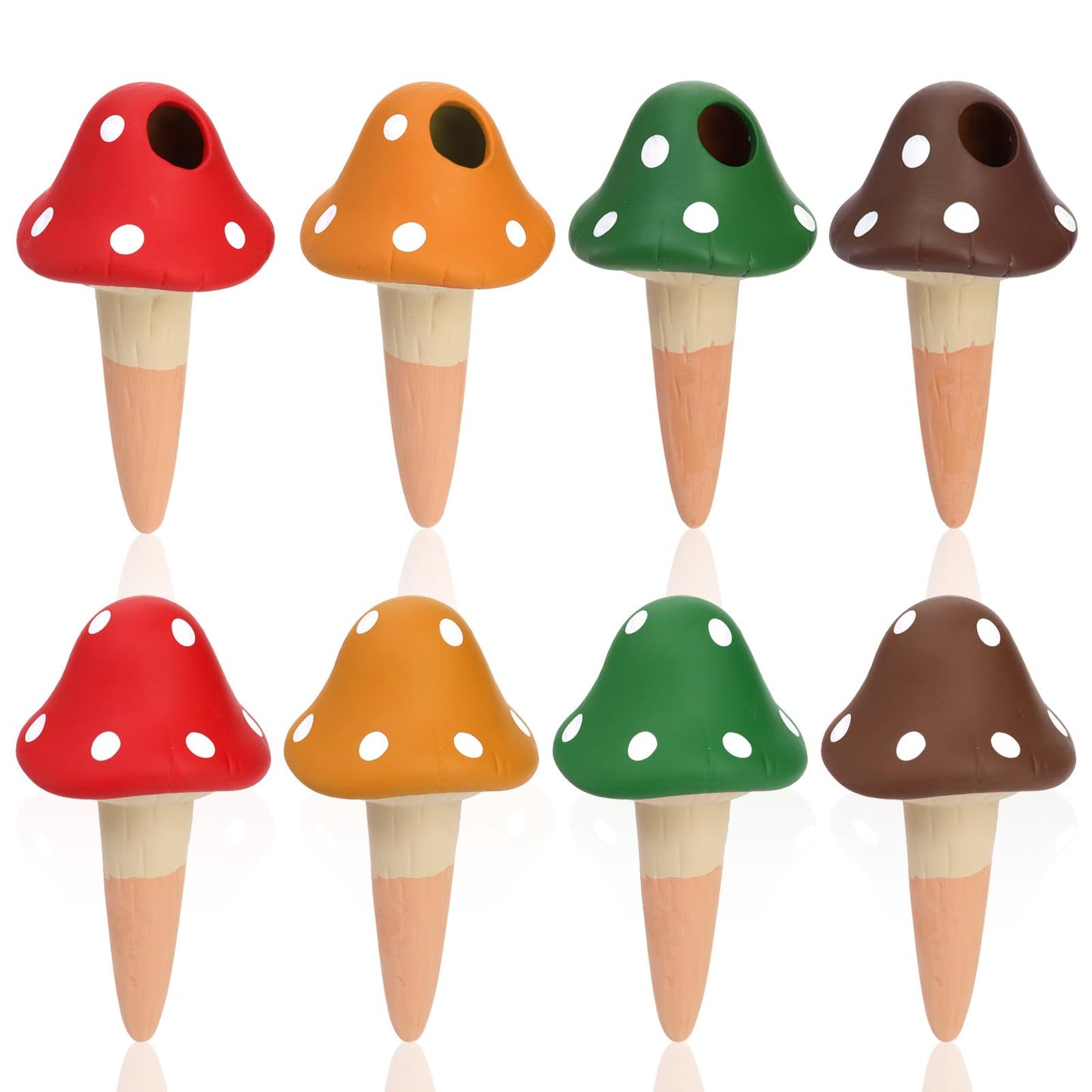 Peohud 8 Pack Self Watering Spikes Mushroom Shaped, Terracotta Plant Watering Globes, Cute Watering Device, Automatic Plant Watering Bulbs for Indoor Outdoor Potted Plants, Colorful Irrigation Spikes