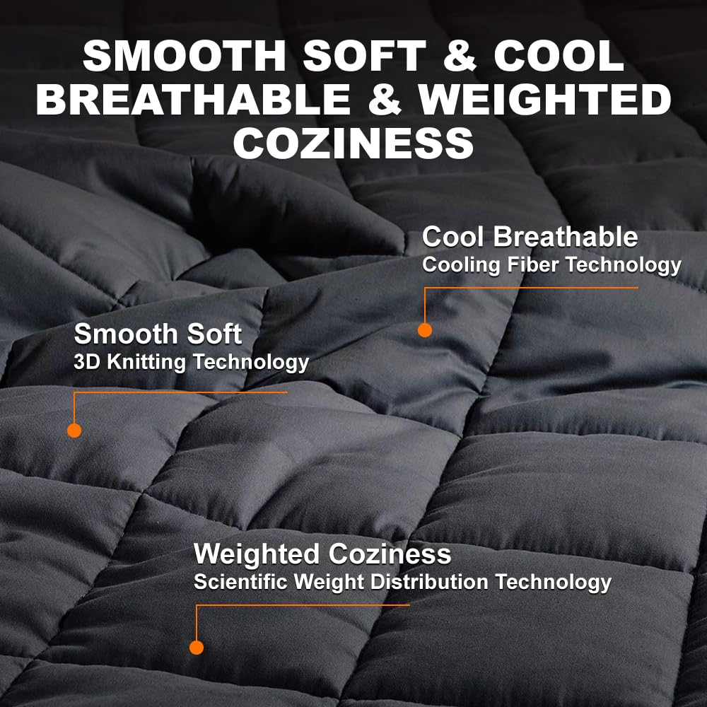 CZZZ Cooling Weighted Blanket 15 lbs - 48"x72" with Glass Beads for Adults, Full Double Twin Size Bed Soft Breathable Washable Heavy Blanket