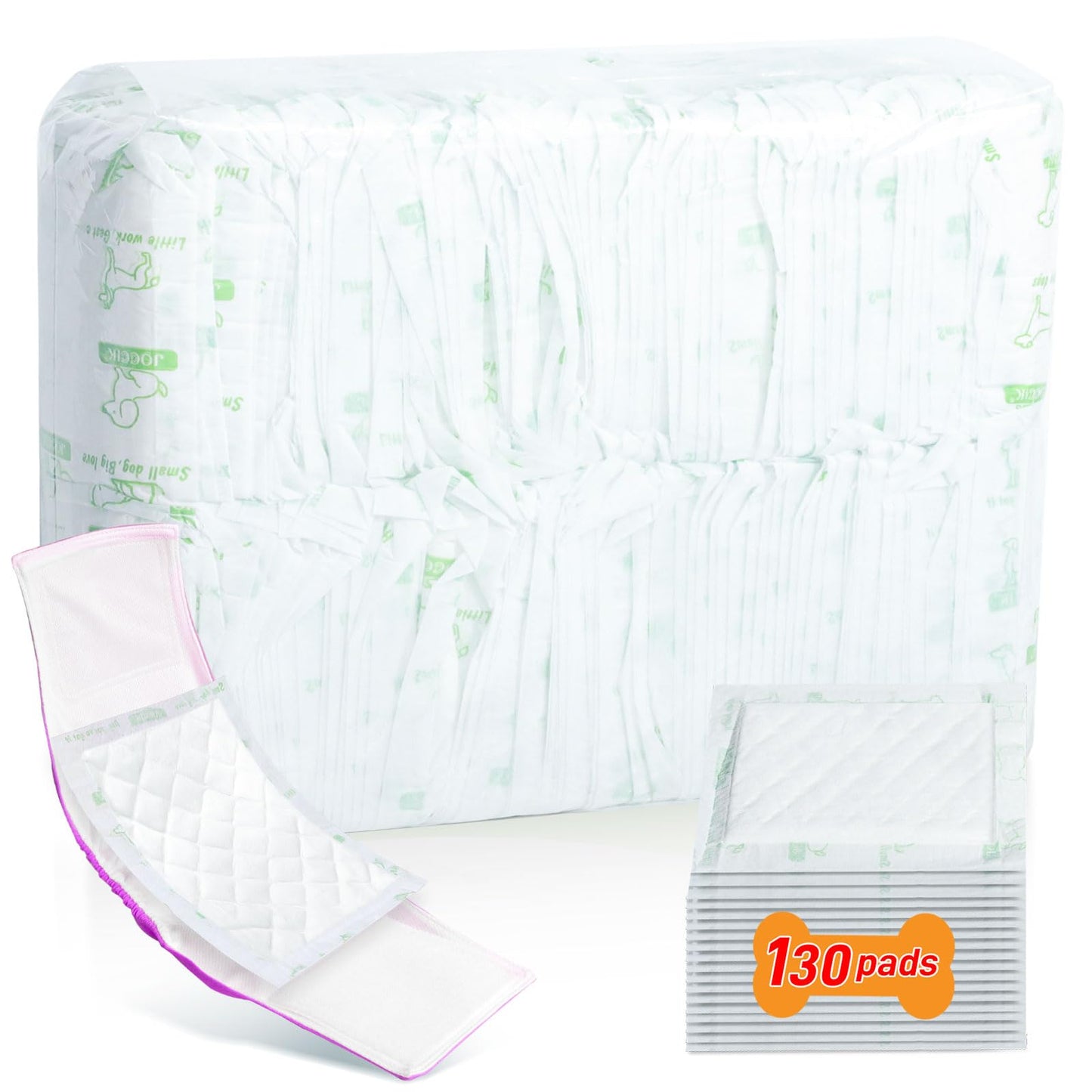 Dog Diaper Liners for Male and Female Dogs, 130 Count, Super Absorbent Disposable Dog Diapers Booster Pads fit Most Pet Belly Bands and Wraps (X-Large)