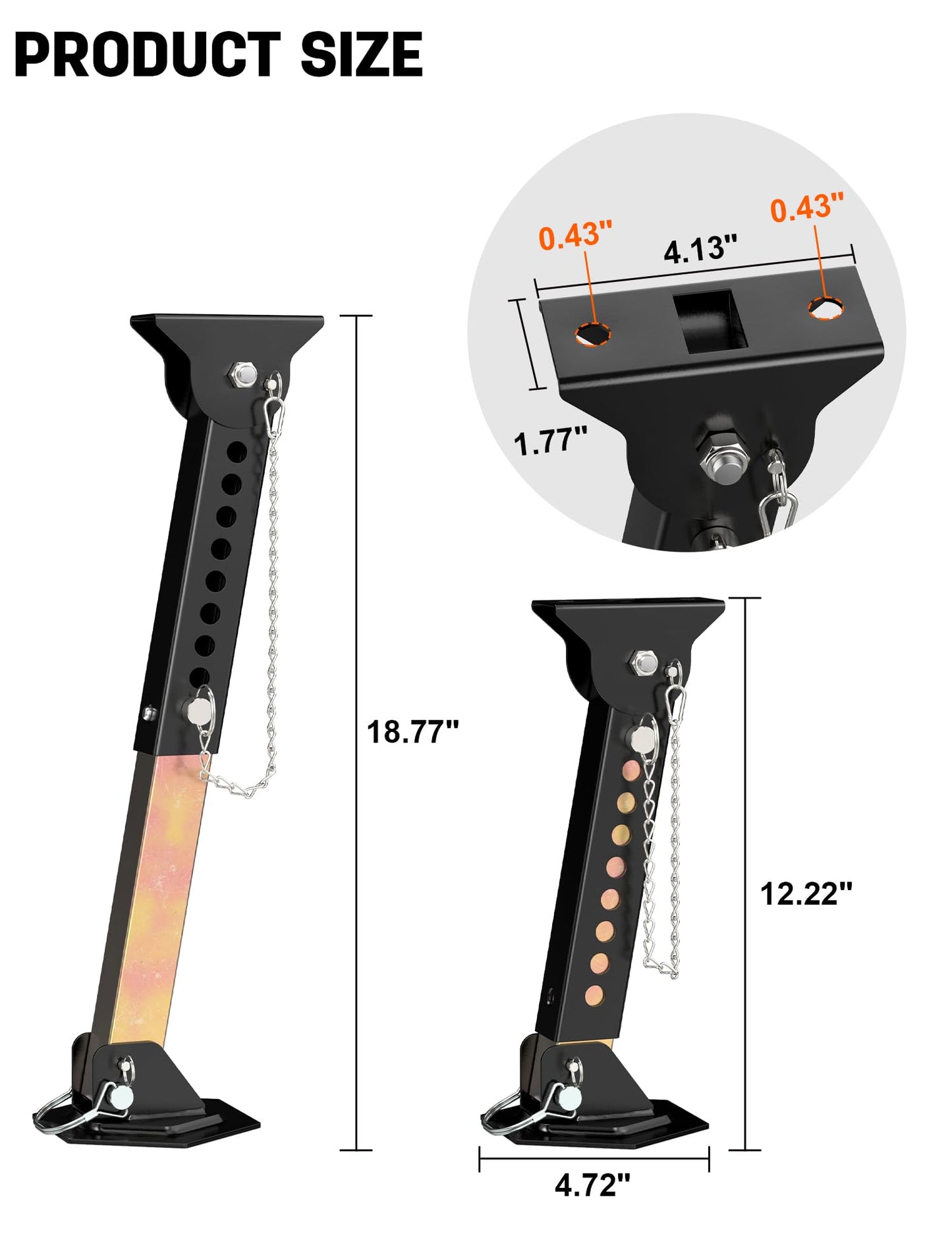 Sulythw Trailer Stabilizer Jacks Telescoping RV Camper Stabilizer Jacks Accessories 2PCS Adjustable from 12" to 18", Slide Out Supports 1000 Lbs Capacity Each