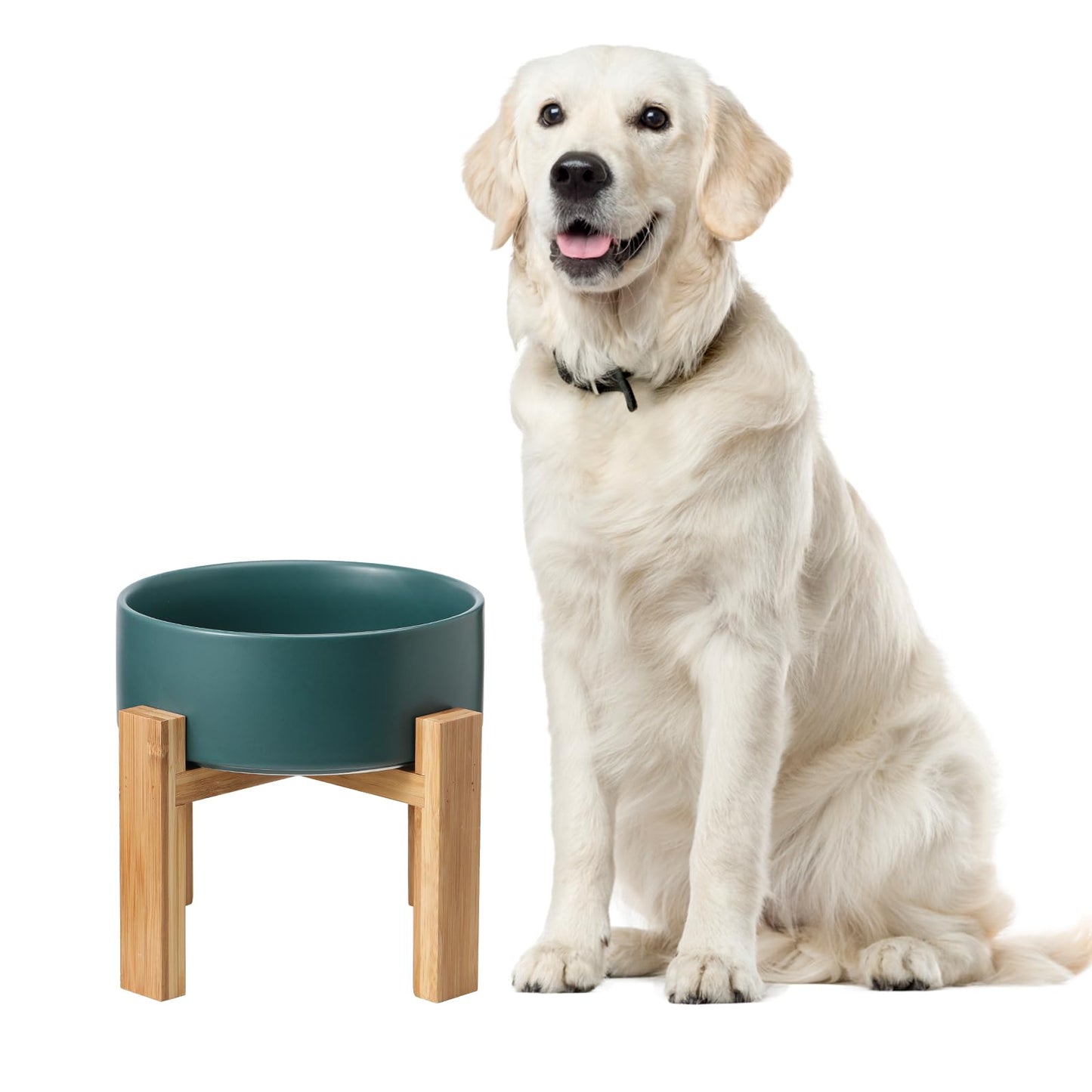 Elevated Dog Bowls for Large Dogs - Ceramic Raised Dog Bowl Stand - Dog Water Bowls and Food Dish - Heavy Weighted or No Tip Over Dog Comfort Food Bowls - Pet Bowl Extra High Capacity 8.4" Diameter