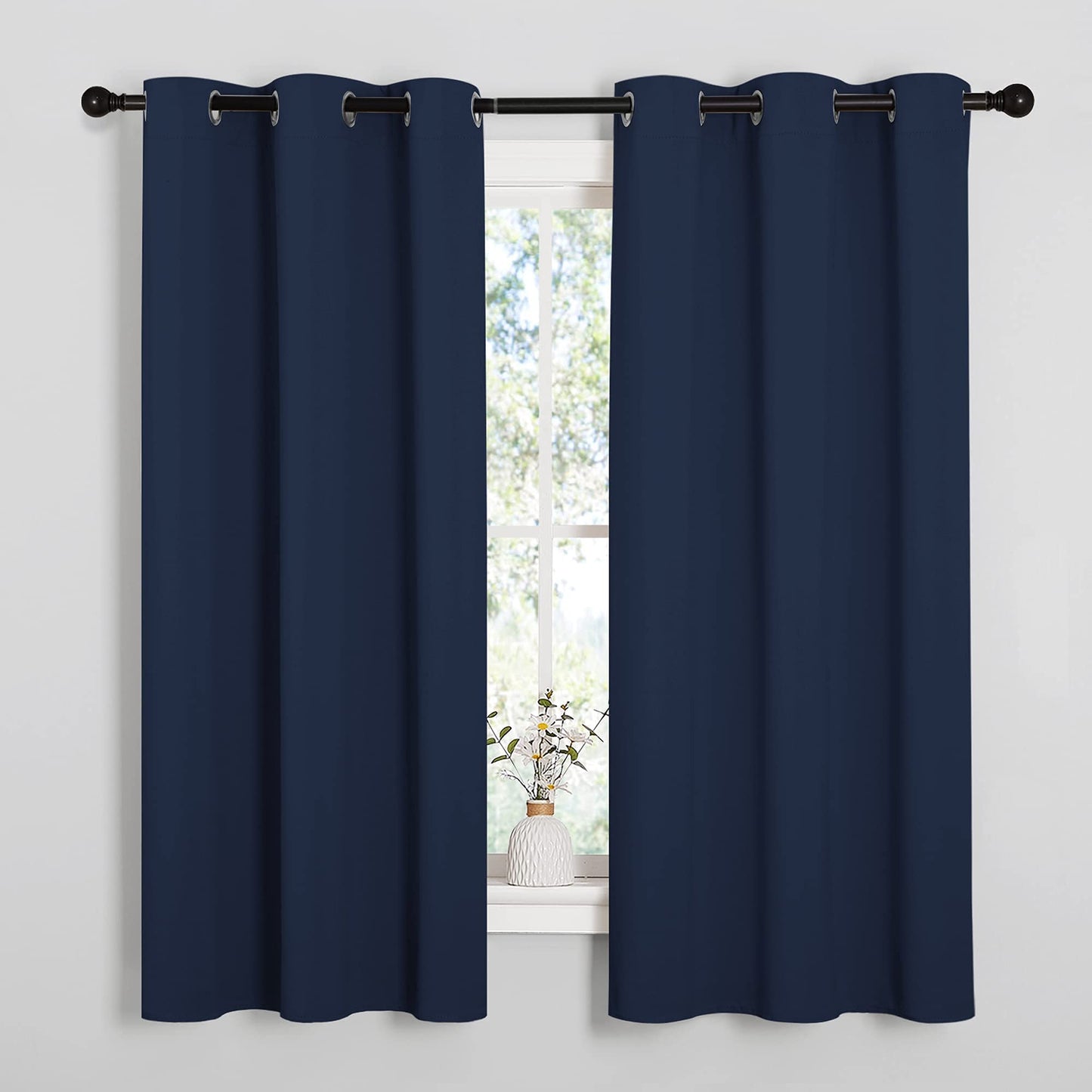 NICETOWN Blackout Curtains 2 Panels for Bedroom- Thermal Insulated Grommet Blackout Curtains 63 Inches Long for Living Room/Kitchen Rideaux occultants (2 Panels, W42 x L63 -Inch,Navy Blue)