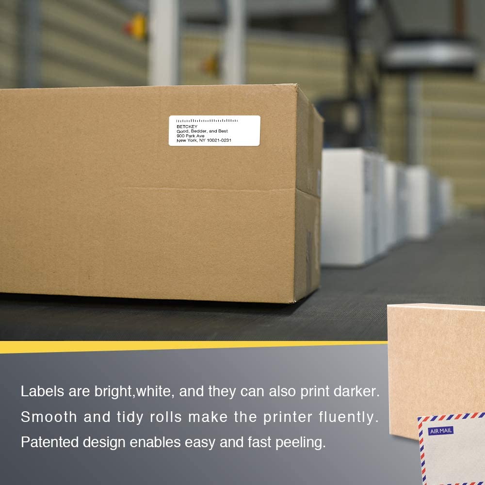 BETCKEY - 1" x 3" (25 mm x 76 mm) Barcode & Address Labels Compatible with Zebra & More Label Printer,Premium Adhesive & Perforated [6 Rolls, 3120 Labels]