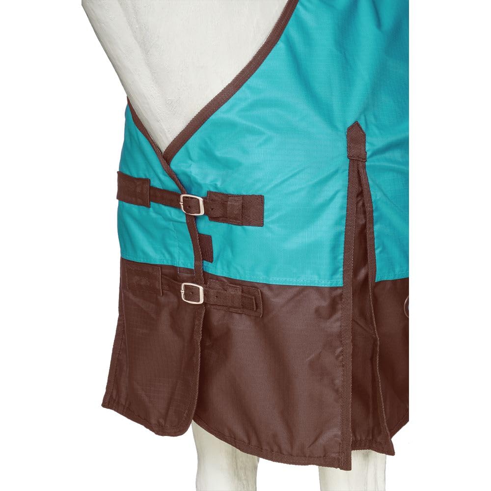 Tough 1 600 Denier Waterproof Horse Sheet, Turquoise/Brown, 72-Inch