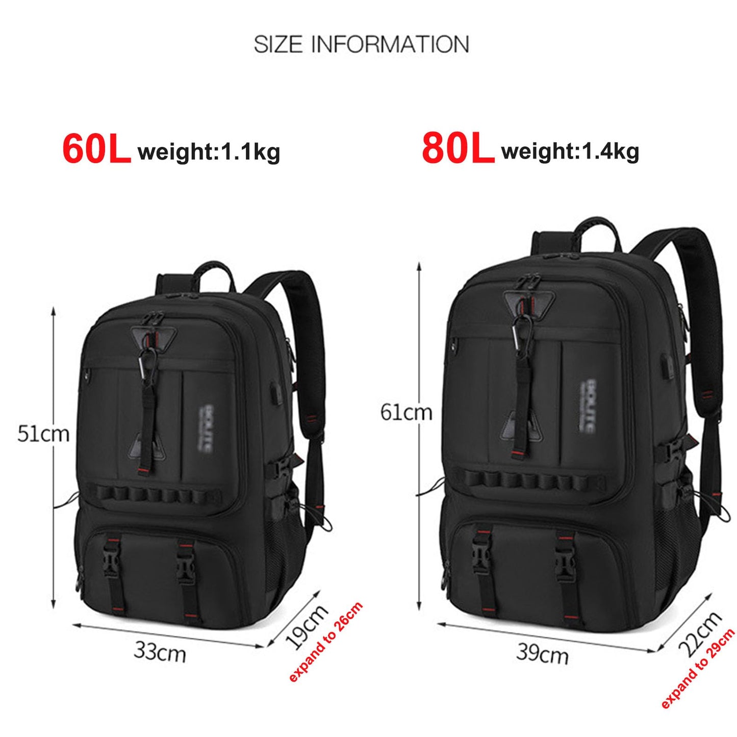 80L Large Travel Backpack with Shoe Compartment,Expandable Business Carry On Backpacks,Laptop Backpack with USB Charging Port (60)