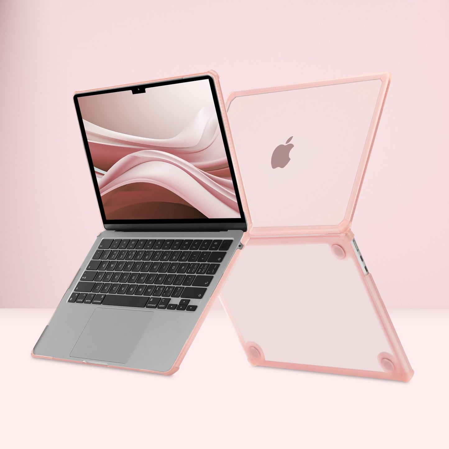 MOSISO Compatible with MacBook Air 13 inch Case M5 2026 M4 2025 M3 M2 2024-2022 A3449 A3240 A3113 A2681,3 in 1 Kit Crack-Resistant Heavy Duty Protective Plastic Hard Case with TPU Bumper, Pink