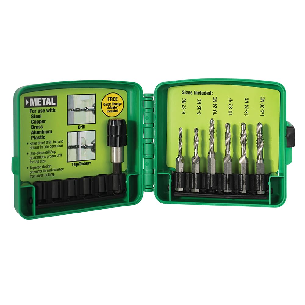 TEMPO Greenlee DTAPKIT 6-32 to 1/4-20 Combination Drill and Tap Set, 6-Piece