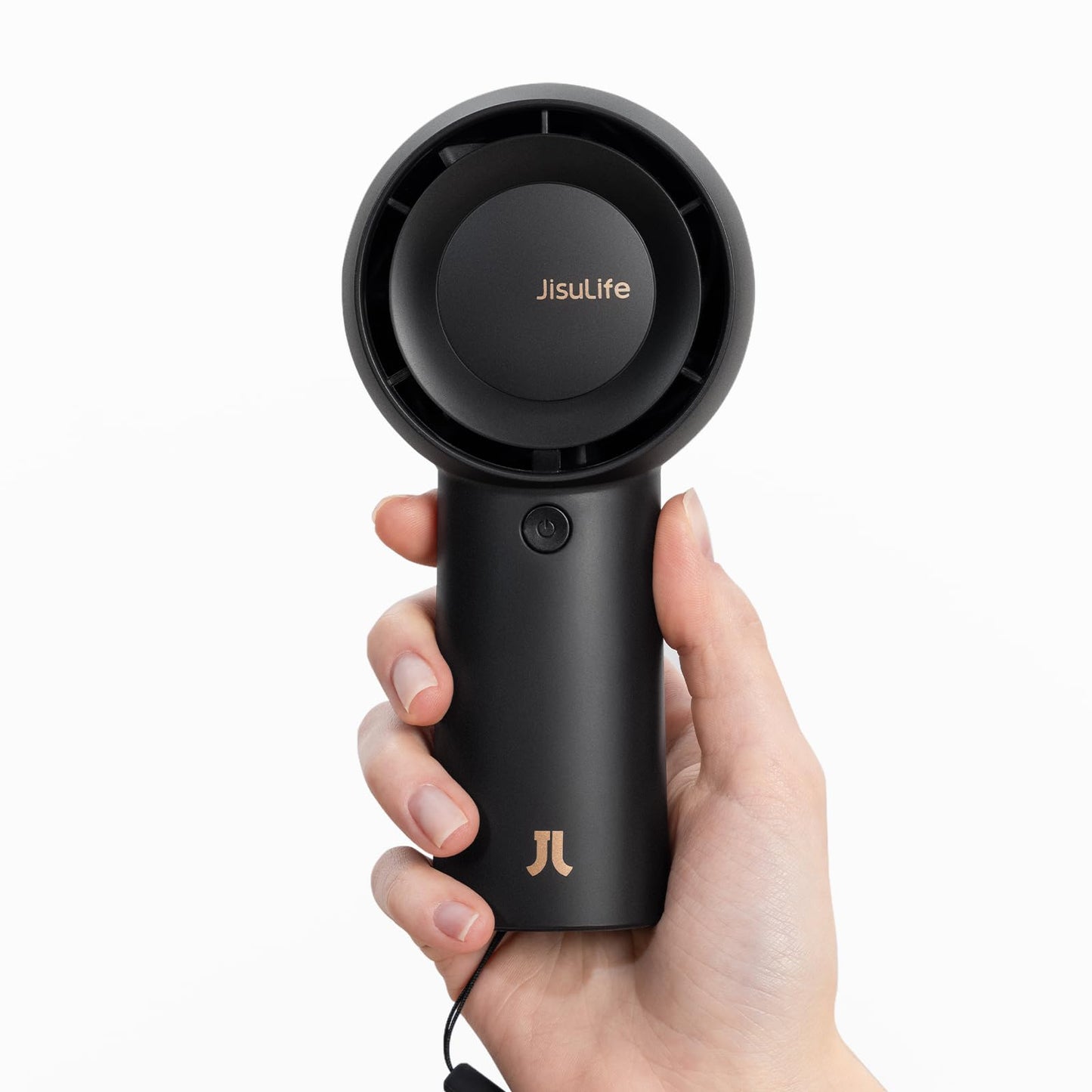 JISULIFE Portable Handheld Turbo Fan [23H Max Cooling Time], 6000mAh USB Rechargeable Personal Battery Operated Lash Small Pocket Fan with 5 Speeds for Travel/Outdoor/Home/Office - Black
