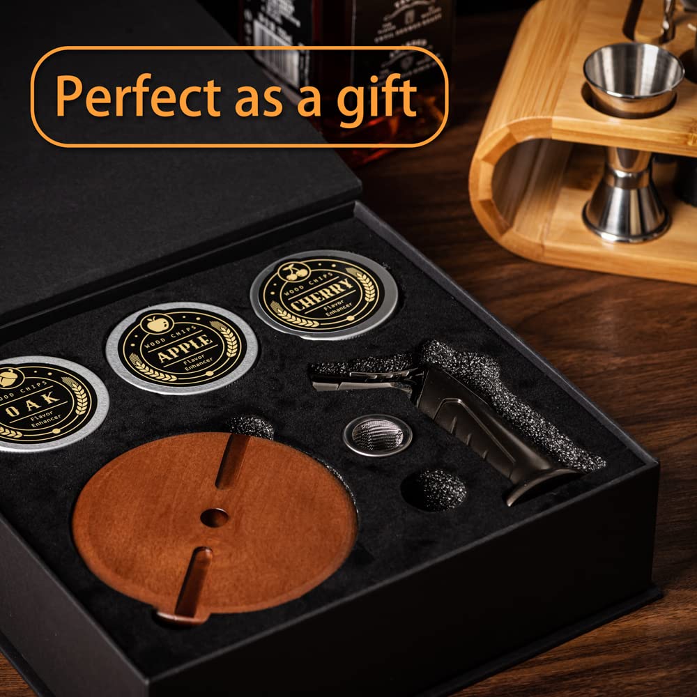 Gifts for Men - Cocktail Smoker Kit, with Torch and Wood Chips for Whiskey and Bourbon, Old Fashioned Cocktail Kit, Mens Gifts, Gifts for Dad, Husband and Cocktail Lovers