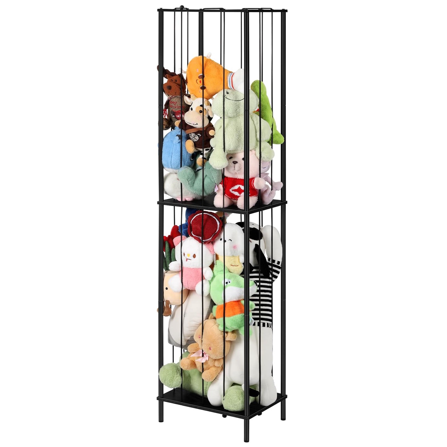 Stuffed Animal Storage Zoo 64'' Kids Toy Ball Storage Organizer Metal Plushies Toy Storage Holder for Playroom Birthday Gift for Bedroom Nursery, Black