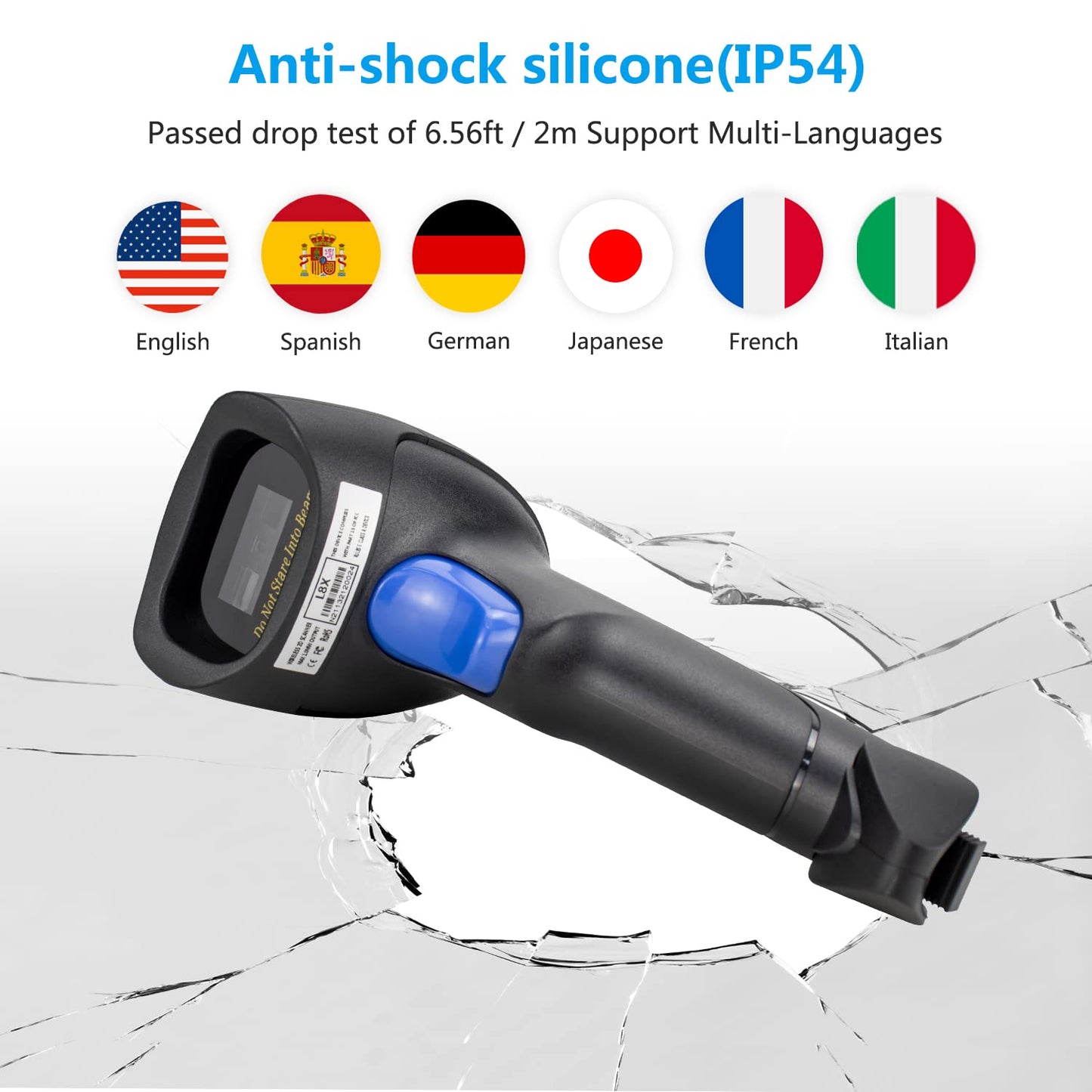 Wireless 1D 2D Barcode Scanner with Stand, NetumScan Portable Automatic QR Code Scanner Supports Screen Scan Handheld CMOS Image Bar Code Reader with USB Receiver for Warehouse POS and Computer